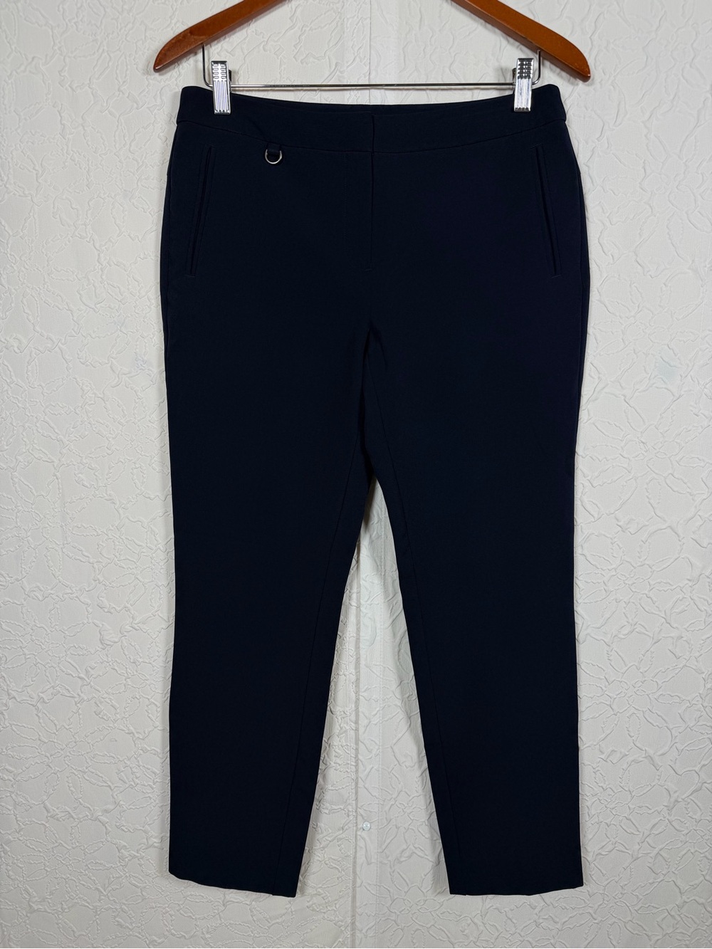 Adrianna Papell Navy D-Ring Slim Ankle Pants Stretch Trouser Navy Size 6 - Picture 7 of 12